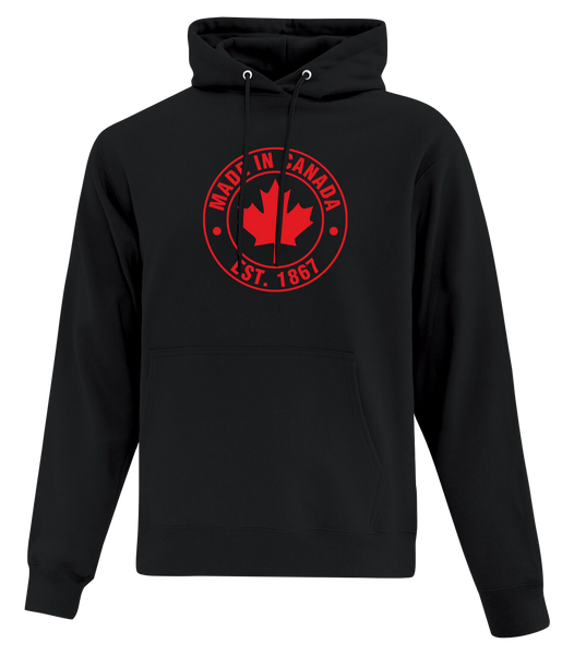 "Made In Canada, Est. 1867" Adult Cotton Pull Over Hooded Sweatshirt with Printed Logo