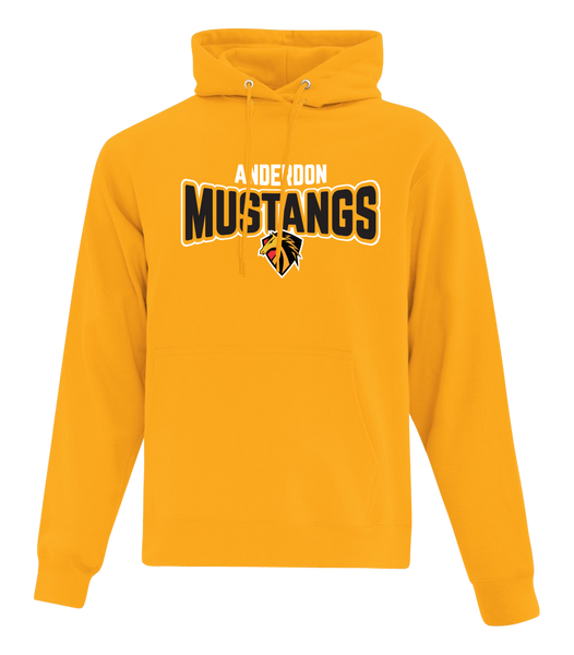 Anderdon Mustangs Bubble Letters Youth Cotton Pull Over Hooded Sweatshirt with Printed Logo