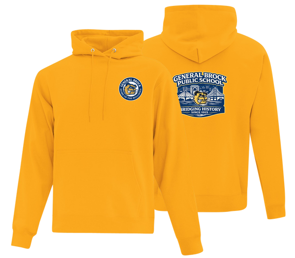 General Brock Public School Adult Cotton Pull Over Hooded Sweatshirt with Printed Front & Back Logo