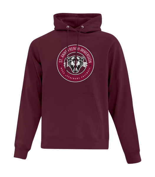 St. Anne French Immersion Adult Cotton Pull Over Hooded Sweatshirt with Printed Logo