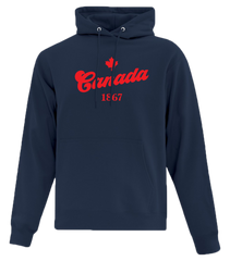 "Canada 1867" Adult Cotton Pull Over Hooded Sweatshirt with Printed Logo