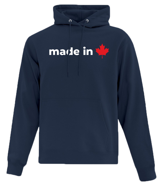 "Made In Canada Maple Leaf" Adult Cotton Pull Over Hooded Sweatshirt with Printed Logo