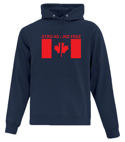 "Strong And Free" Adult Cotton Pull Over Hooded Sweatshirt with Printed Logo