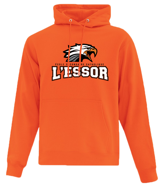 L'Essor Adult Cotton Pull Over Hooded Sweatshirt with Printed Logo