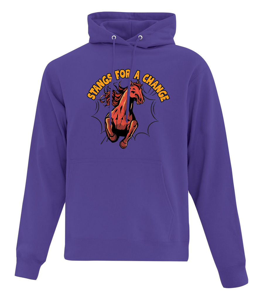 'Stangs For Change' Adult Cotton Pull Over Hooded Sweatshirt with Printed Logos