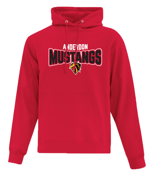 Anderdon Mustangs Bubble Letters Youth Cotton Pull Over Hooded Sweatshirt with Printed Logo