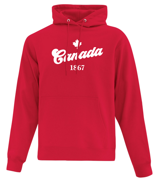 "Canada 1867" Adult Cotton Pull Over Hooded Sweatshirt with Printed Logo