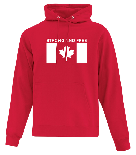 "Strong And Free" Adult Cotton Pull Over Hooded Sweatshirt with Printed Logo