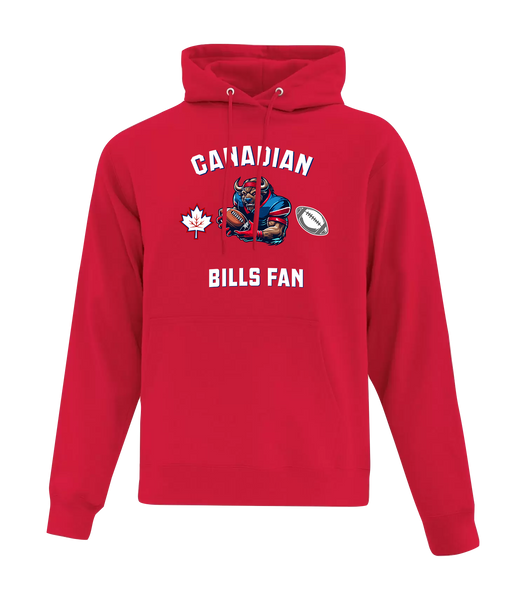 Bills Fan Adult Cotton Pull Over Hooded Sweatshirt with Printed Colour Logo