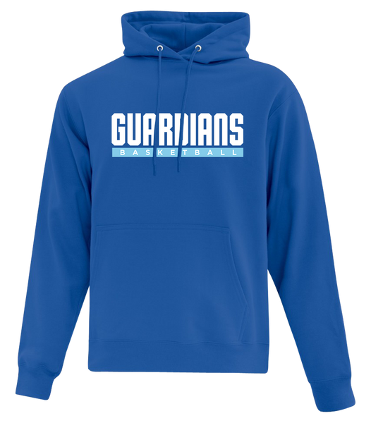 Guardians Basketball Block Letters Adult Cotton Pull Over Hooded Sweatshirt with Printed Logo