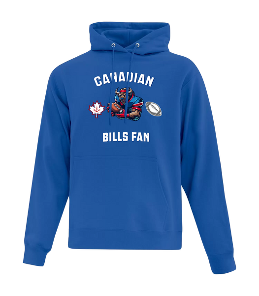 Bills Fan Adult Cotton Pull Over Hooded Sweatshirt with Printed Colour Logo