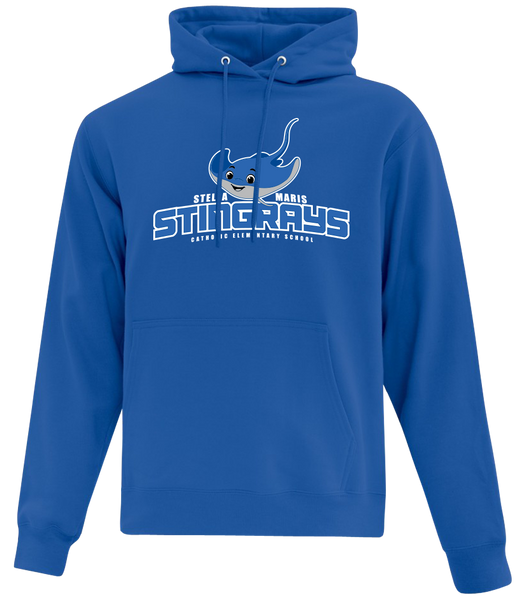 Stella Maris Stingrays Adult Cotton Pull Over Hooded Sweatshirt with Printed Logo