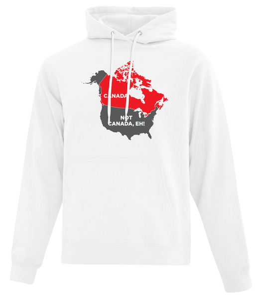 "Canada. Not Canada, Eh!" Adult Cotton Pull Over Hooded Sweatshirt with Printed Logo