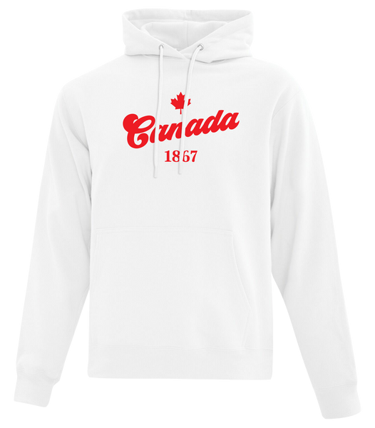 "Canada 1867" Adult Cotton Pull Over Hooded Sweatshirt with Printed Logo