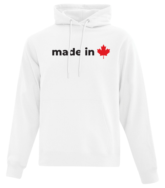 "Made In Canada Maple Leaf" Adult Cotton Pull Over Hooded Sweatshirt with Printed Logo