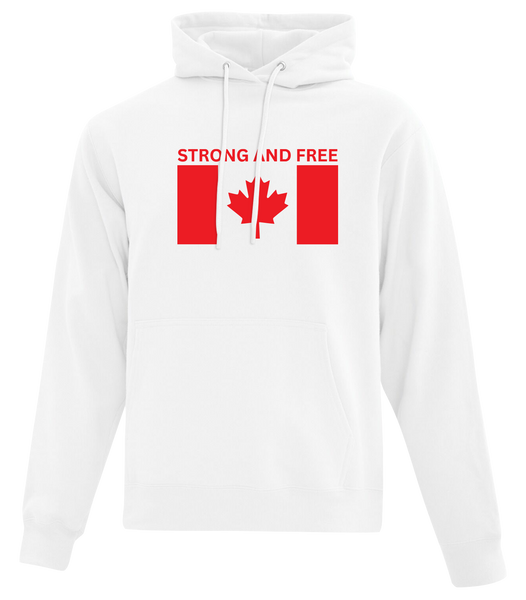 "Strong And Free" Adult Cotton Pull Over Hooded Sweatshirt with Printed Logo