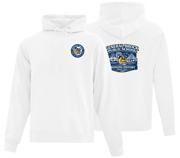 General Brock Public School Adult Cotton Pull Over Hooded Sweatshirt with Printed Front & Back Logo