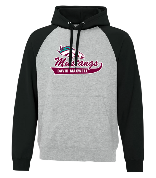 David Maxwell Mustangs Adult Fleece Two Tone Hoodie With Printed Logo