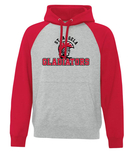 St. Angela Gladiators Adult Cotton Hooded Two-tone Sweatshirt with Printed Logo