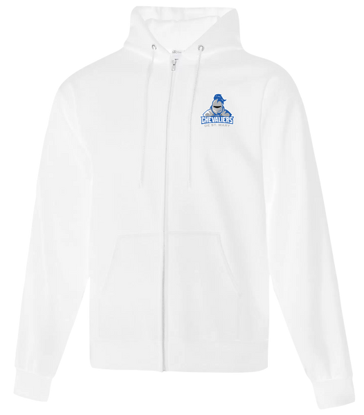 Les Chevaliers De St. Mary Adult Cotton Full Zip Hooded Sweatshirt with Left Chest Embroidered Logo