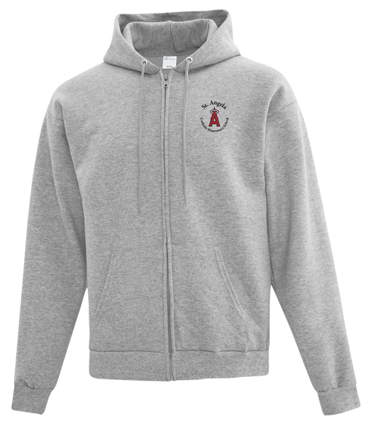 St. Angela Adult Cotton Full Zip Hooded Sweatshirt with Left Chest Embroidered Logo