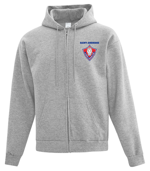 Saint Ambroise Adult Cotton Full Zip Hooded Sweatshirt with Left Chest Embroidered Logo