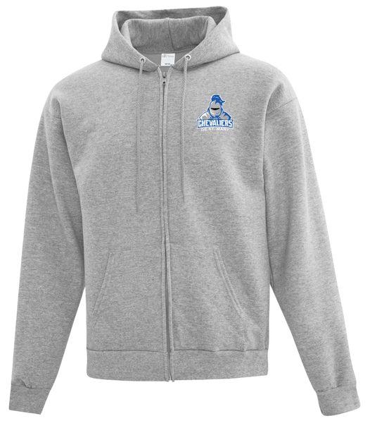 Les Chevaliers De St. Mary Adult Cotton Full Zip Hooded Sweatshirt with Left Chest Embroidered Logo