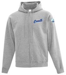 Comets Youth Cotton Full Zip Hooded Sweatshirt with Left Chest Embroidered Logo