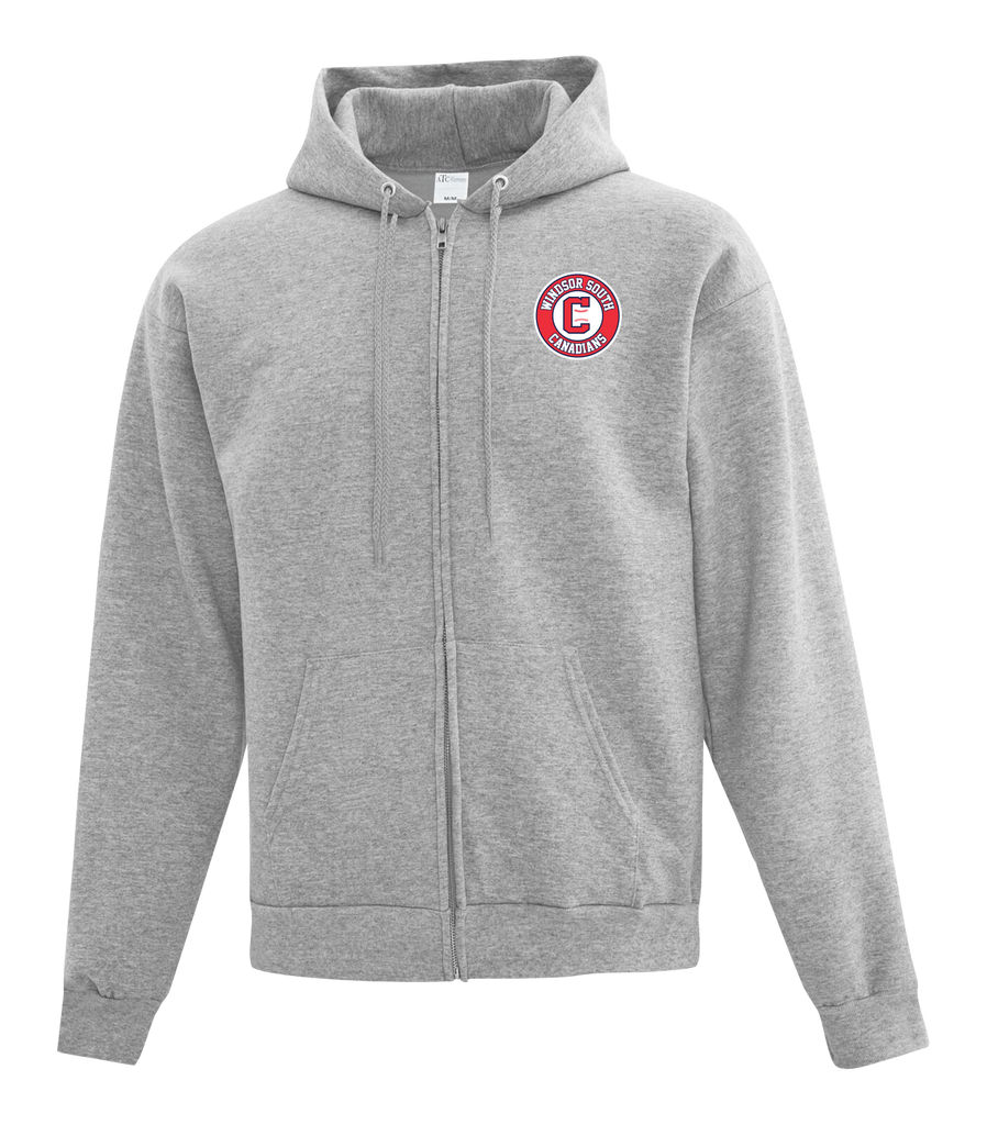 Windsor South Canadians Adult Cotton Full Zip Hooded Sweatshirt with Left Chest Embroidered Logo