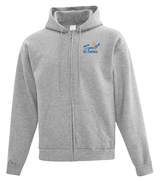 St. James Adult Cotton Full Zip Hooded Sweatshirt with Left Chest Embroidered Logo