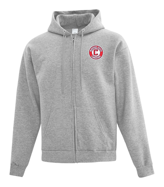 Windsor South Canadians Youth Cotton Full Zip Hooded Sweatshirt with Left Chest Embroidered Logo
