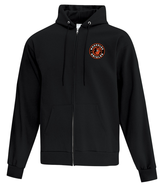 Woodslee Orioles Adult Cotton Full Zip Hooded Sweatshirt with Left Chest Embroidered Logo
