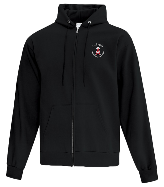 St. Angela Youth Cotton Full Zip Hooded Sweatshirt with Left Chest Embroidered Logo