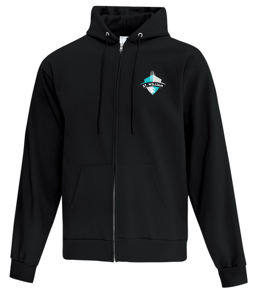 St. William Adult Cotton Full Zip Hooded Sweatshirt with Left Chest Embroidered Logo