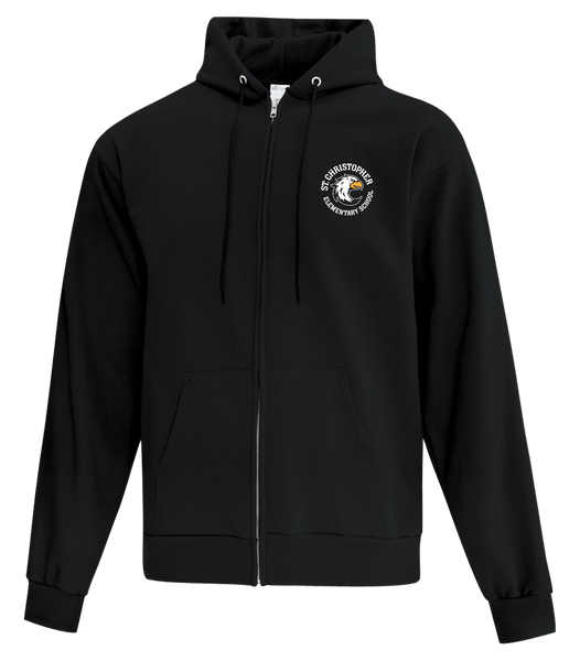 St. Christopher Adult Cotton Full Zip Hooded Sweatshirt with Left Chest Embroidered Logo