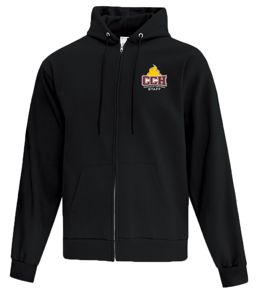 Catholic Central Adult Cotton Full Zip Hooded Sweatshirt with Left Chest Embroidered Logo