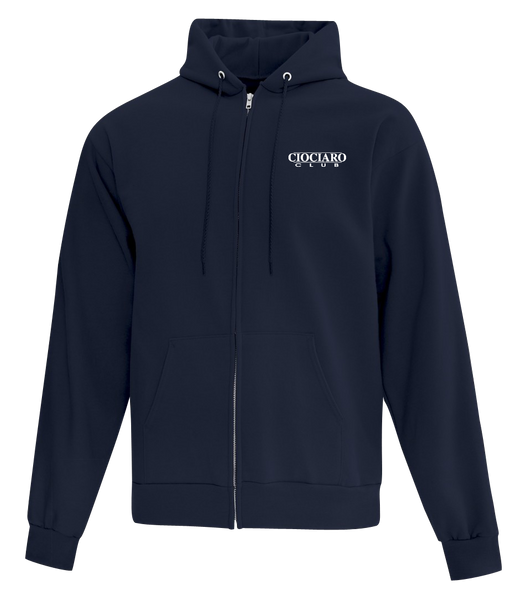 Ciociaro Club Adult Cotton Full Zip Hooded Sweatshirt with Left Chest Embroidered Logo