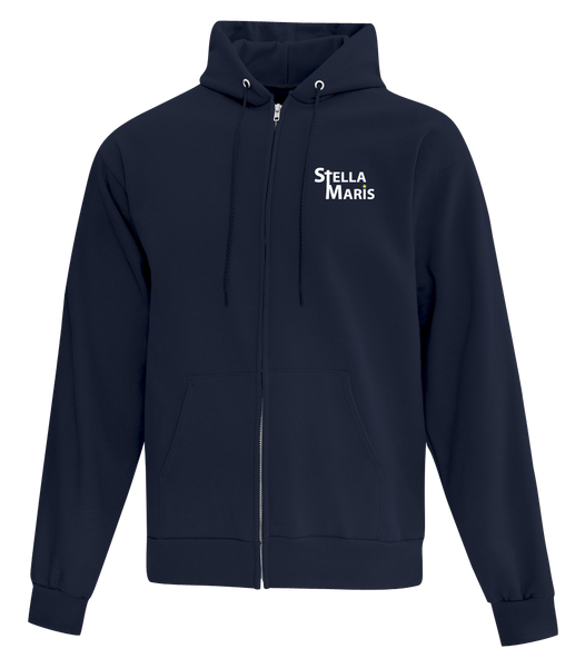 Stella Maris Adult Cotton Full Zip Hooded Sweatshirt with Left Chest Embroidered Logo