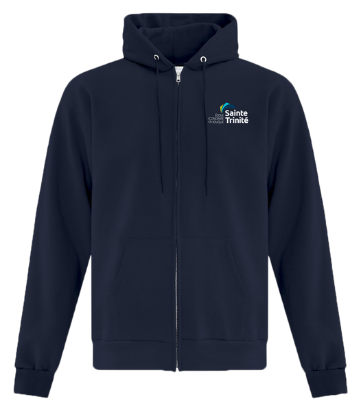 Sainte Trinité Adult Cotton Full Zip Hooded Sweatshirt with Left Chest Embroidered logo