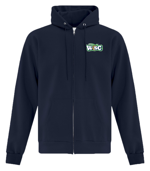 WSC Adult Cotton Full Zip Hooded Sweatshirt with Left Chest Embroidered Logo