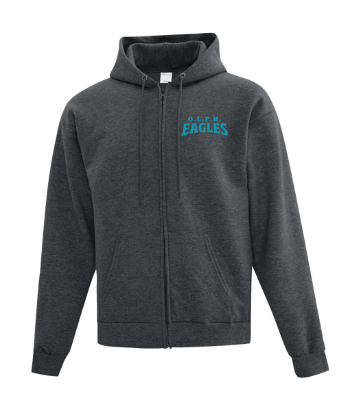 OLPH Adult Cotton Full Zip Hooded Sweatshirt with Left Chest Embroidered Logo