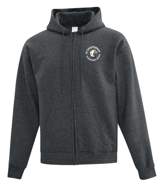St. Christopher Youth Cotton Full Zip Hooded Sweatshirt with Left Chest Embroidered Logo