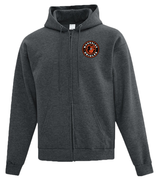 Woodslee Orioles Adult Cotton Full Zip Hooded Sweatshirt with Left Chest Embroidered Logo