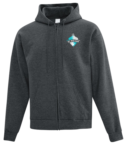 St. William Adult Cotton Full Zip Hooded Sweatshirt with Left Chest Embroidered Logo