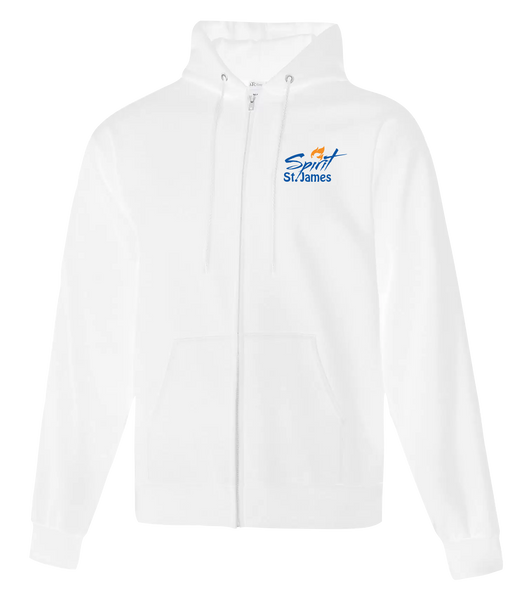 St. James Adult Cotton Full Zip Hooded Sweatshirt with Left Chest Embroidered Logo