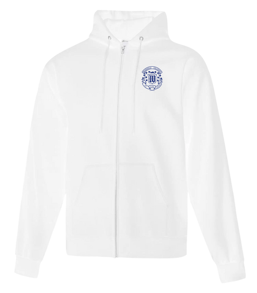 Walkerville Collegiate Institute Adult Cotton Full Zip Hooded Sweatshirt with Left Chest Embroidered Logo