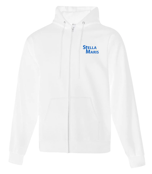 Stella Maris Youth Cotton Full Zip Hooded Sweatshirt with Left Chest Embroidered Logo