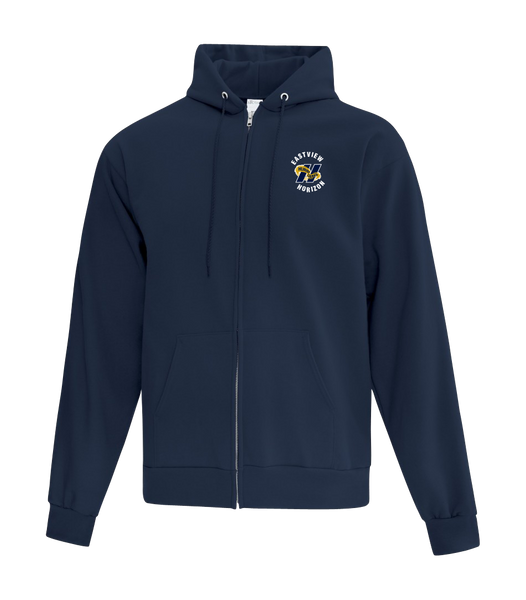 Eastview Horizon Adult Cotton Full Zip Hooded Sweatshirt with Left Chest Embroidered Logo