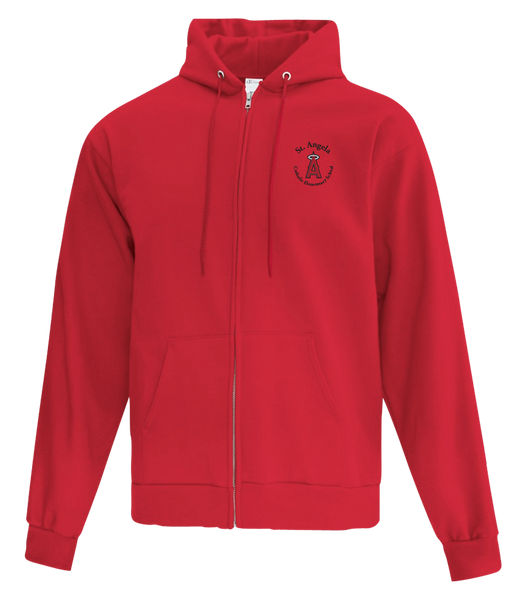 St. Angela Adult Cotton Full Zip Hooded Sweatshirt with Left Chest Embroidered Logo