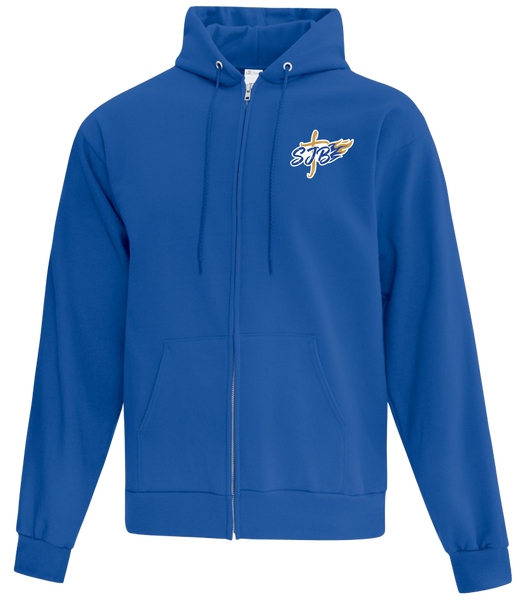 St. John the Baptist Adult Cotton Full Zip Hooded Sweatshirt with Left Chest Embroidered Logo